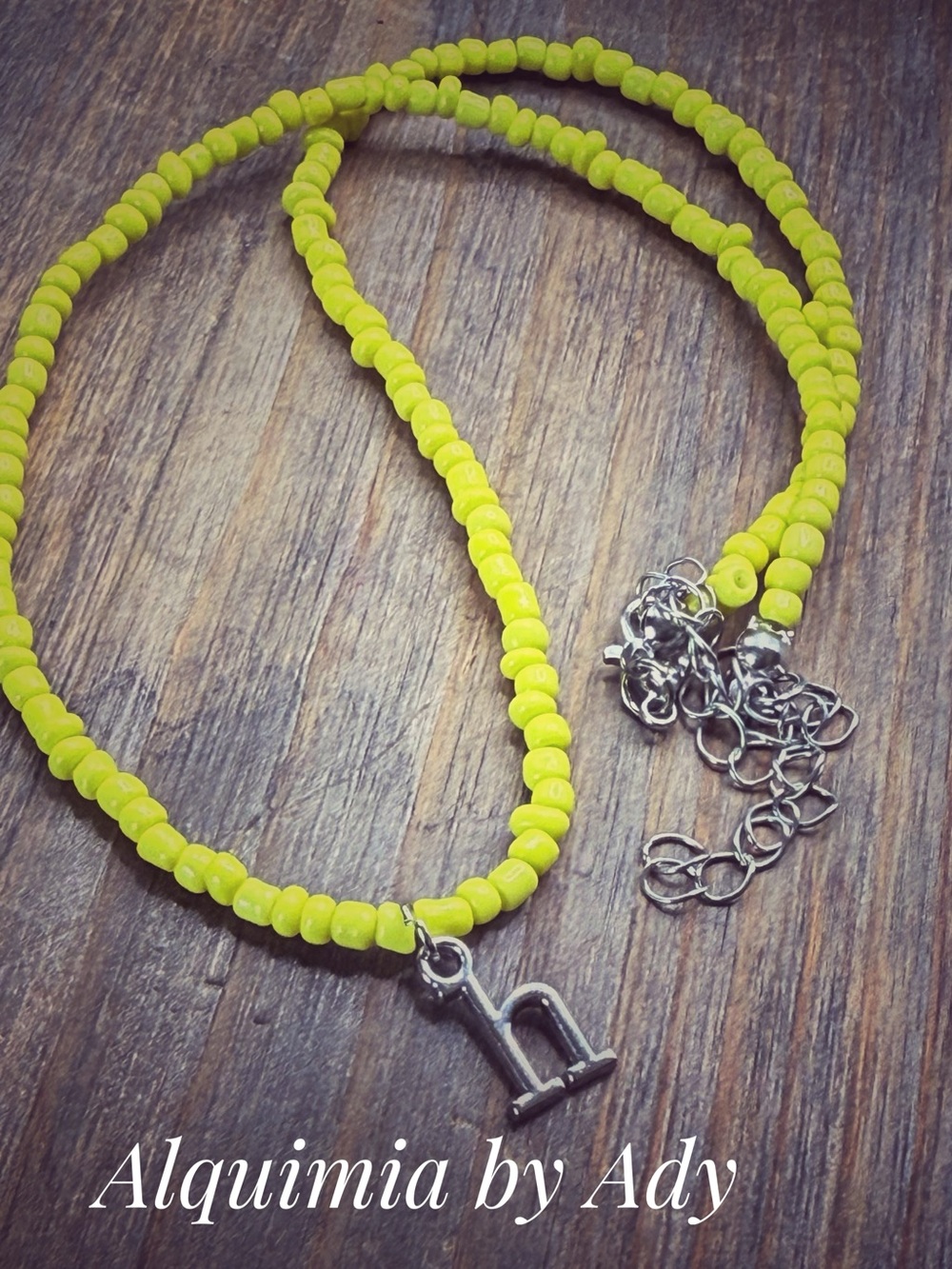 MONOGRAM +  Silver Necklace yellow beaded choker Y2K